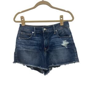 Good American Good Curve Denim Cut Off Shorts Blue364 GCOS148C 6/28